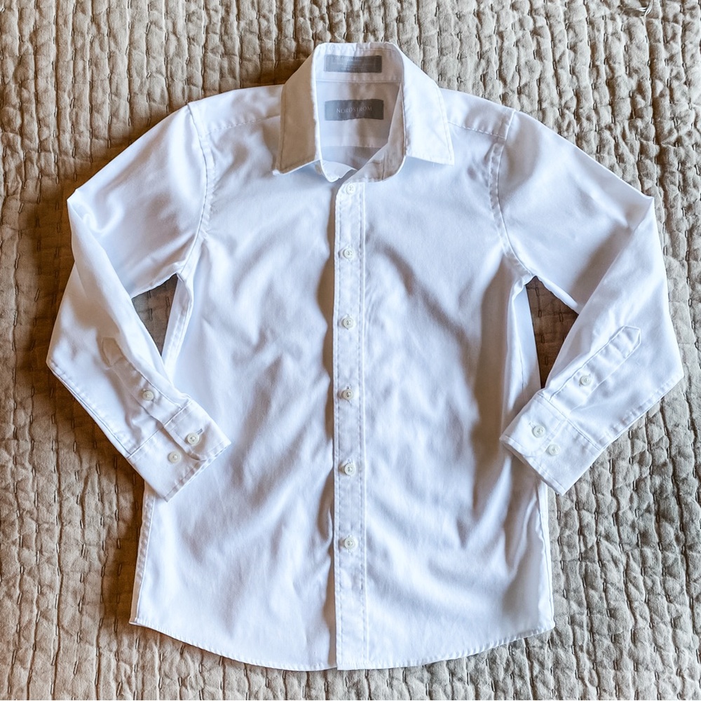 Nordstrom White Non-Iron Button Down Shirt - Boys size 6